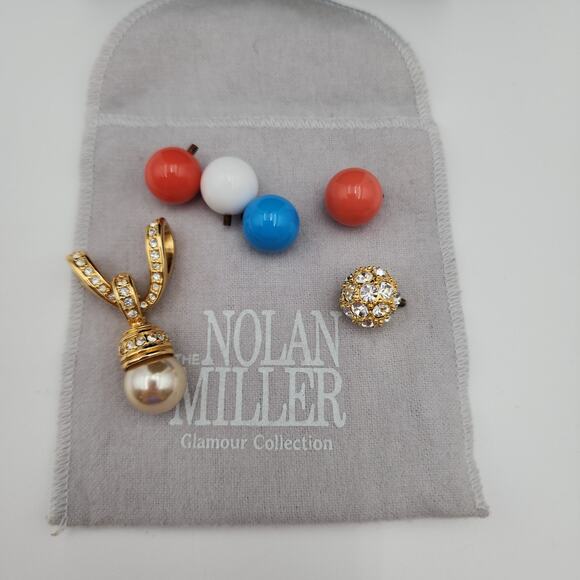VTG Nolan Miller Glamour Collection Faux Pearl Necklace Rhinestone Enhancer - Picture 4 of 10